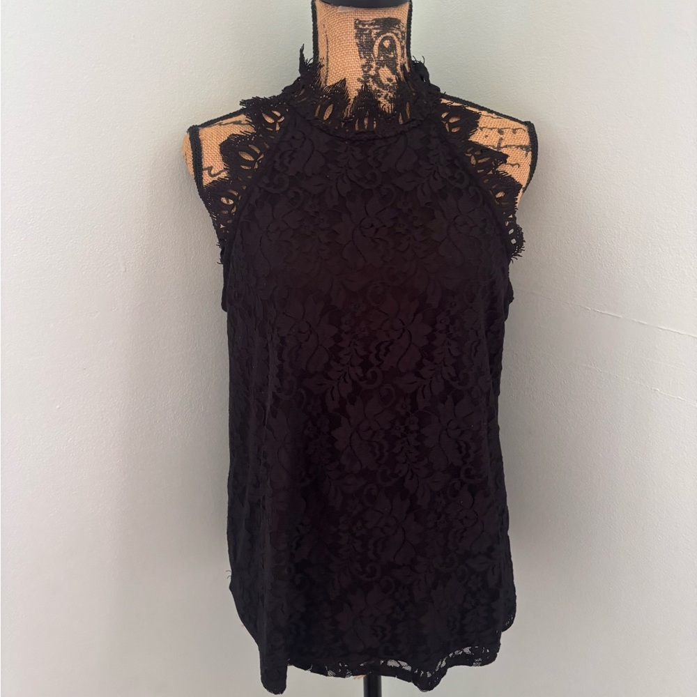 Elegant Black Lace Halter Top